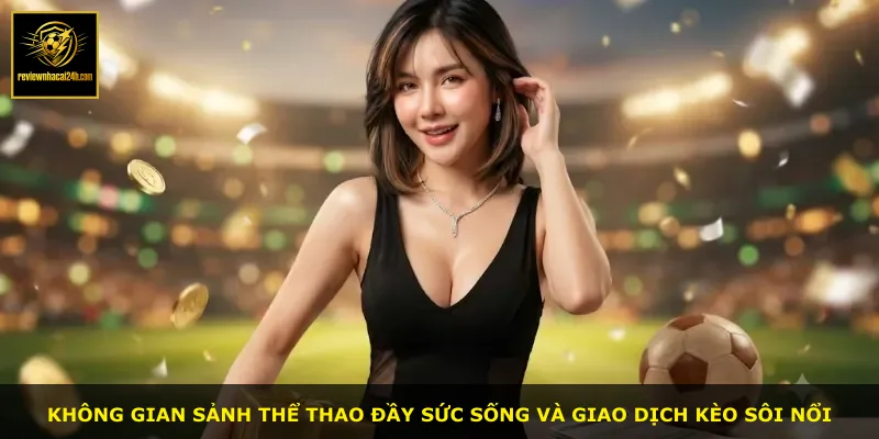Không gian sảnh thể thao đầy sức sống và giao dịch kèo sôi nổi